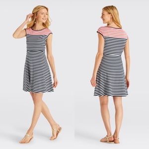 Draper James Navy and Pink Striped Dress